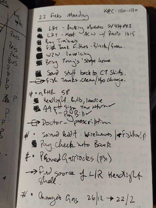 my first bullet journal entry 22 February 2016